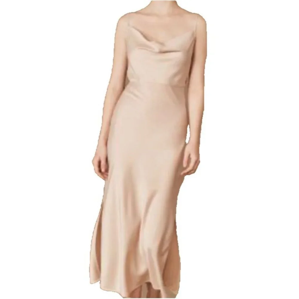 Adrianna Papell Dress 16 Blush Pink Cowl Neck Party Wedding Cruise NEW $199